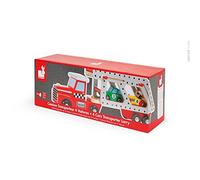 Janod Camion porte-voitures Story 4 Cars — 4 voitures — Multicolore — 24 mois-6 ans
