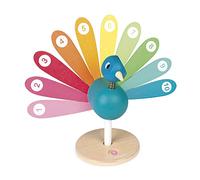 Janod - J'apprends à Compter Paon - Jouet d'Eveil Educatif en Bois - Apprentissage Chiffres et Premières Manipulations - Dès 2 Ans, J08040