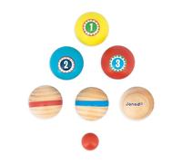 Janod - Jeu de Pétanque Enfant Applepop - Jeu d'Adresse - 6 Boules de Pétanque + 1 Cochonnet + 1 Sac - Jeu Plein Air Enfant - Jouet en Bois FSC - Dès 3 Ans,J03365