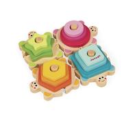 Janod – Jouet d'éveil en bois Tortues des Formes – 4 tortues empilables, 12 pièces, 18 mois-4 ans