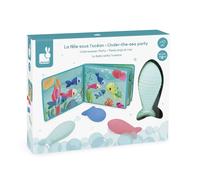 Janod – Livre de bain interactif La Fête sous l'Océan J04733 – 1 livre + 3 gicleurs, dès 10 mois