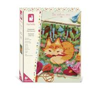 Janod - Kit Créatif Canevas Renard à Suspendre - Broderie Facile avec Fils Colorés + Strass - Activité DIY - Kit Canevas Dès 8 Ans