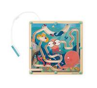 Janod - Labyrinthe Magnétique à Billes Océan en Bois - Apprentissage Motricité Fine et Concentration - Format : 25 X 25 cm - Certifié FSC - Dès 2 ans, J05312
