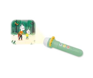 Janod, Lampe Sonore Merveilleuse, Loup y Es-Tu, Dès 3 Ans | Projecteur d'Images et Conteuse, 1 Histoire, 4 Comptines et 8 Sons, 3 Rondelles de 8 Images, Pochon en Coton, 16,5x4,5x4,5 cm