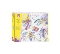 Janod, Les Ateliers Bijoux, 6 Bijoux de Sac à Créer, Dès 7 Ans | 4 Grands Bijoux et 2 Grigris pour Trousse ou Téléphone avec Perles, Fils Macramé, Rubans et Porte-Clés