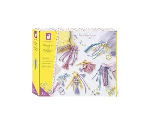 Janod, Les Ateliers Bijoux, 6 Bijoux de Sac à Créer, Dès 7 Ans | 4 Grands Bijoux et 2 Grigris pour Trousse ou Téléphone avec Perles, Fils Macramé, Rubans et Porte-Clés