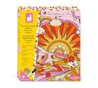 Janod – Kit de loisirs Contours & Motifs Pailletés Dreamland 6 tableaux, 3 stylos + feutre Multicolore