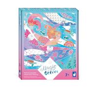 Janod - Les Ateliers du Calme - Magic Ocean - Peinture Aquarelle - 4 Tableaux aux Traits Argentés - Kit Loisir Créatif Enfant - Apprentissage Motricité Fine et Concentration - Dès 7 Ans - J09107