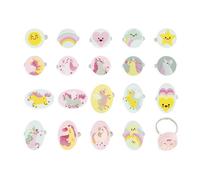 Janod, Licorne, Boîte de 20 Bagues Réglables en Bois, Dès 3 Ans | 10 Bagues Rondes et 10 Bagues Ovales Illustrées sur le Thème des Licornes, Bijoux Fantaisie pour Enfant