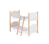 Janod - Lits Superposé pour Poupon Candy Chic - Lits Jumeaux en Bois, avec Échelle, Matelas, Oreillers et Couvertures - Lits Emboîtables - Jouet d'Imitation dès 3 Ans, J05887
