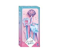 Janod, Magic Ocean, 3 Baguettes de Sirène à Créer, Dès 7 Ans | Papiers Pailletés, Tulle, Rubans, Perles et Sequins Pour Compléter un Déguisement, Motricité Fine