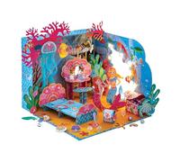 Janod, Magic Ocean, Chambre des Sirènes à Créer, Dès 8 Ans | Univers Miniature à Assembler dans la Boîte avec Guirlande LED, 2 Fioles en Verre, Strass et Miroir