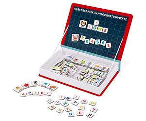 Janod, Magneti'Book, Alphabet Allemand, Jeu Magnétique, 142 Magnets | 116 Lettres et 26 Illustrations, Pour Apprendre l'Alphabet et Écrire en Allemand, Carton, Pour Enfants de 3 à 8 Ans