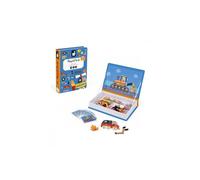 Janod - Magneti'Book Bolides - Jeu Educatif Magnétique 50 Pièces - Apprentissage Motricité Fine et Imagination - Dès 3 Ans, J02715, Bleu