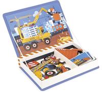 Janod, Magneti'Book, Construction, Jeu Magnétique, 50 Magnets | 18 Cartes Modèles, Véhicules de Chantier à Reproduire, Créativité, Carton FSC, Pour Enfants de 3 à 8 Ans, 19x4x26 cm