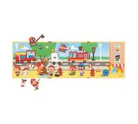 Janod, Magneti'Stories, Les Pompiers, Livre Magnétique, 30 Magnets | Pompiers, Véhicules et Éléments de Décor, Grand Décor Magnétique, Imagination, Nomade, Carton FSC, Dès 3 Ans, 18x1,5x18 cm
