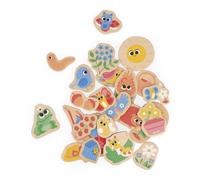 Janod, Magnets en Bois Jardin, Jeu Magnétique 24 Pièces Dès 2 Ans | Grande Taille pour Faciliter la Préhension, Pour Tableau ou Surface Aimantée, Imagination et Motricité Fine, Bois FSC