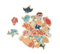 Janod, Magnets en Bois Monde Marin, Jeu Magnétique 24 Pièces Dès 2 Ans | Grande Taille pour Faciliter la Préhension, Pour Tableau ou Surface Aimantée, Imagination et Motricité Fine, Bois FSC