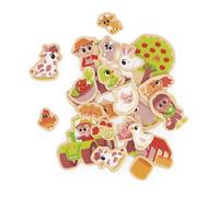 Janod - 24 Magnets en Bois Aimantés - Thème Ferme - Animaux de la Ferme - Jouet en Bois - Idéal tableau ou frigo - Jeu Éducatif Magnétique, pour Manipuler, Expérimenter et s’Amuser - Dès 2 Ans, J09639