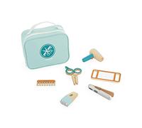 Janod - Mallette du Coiffeur - Jouet d'Imitation Métier - 6 Accessoires en Bois Inclus - Développe l'imagination - Certifié FSC - Peinture à l'eau - Dès 3 Ans, J06549