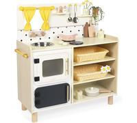 Janod, Mamie Soleil, Grande Cuisine en Bois, 21 Accessoires, Dès 3 Ans | Cuisine Équipée avec 2 Fours, Évier, Plaques, Batterie de Cuisine, Ustensiles, Panières, Plante et Fleurs