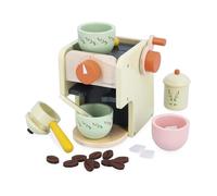 Janod, Mamie Soleil, Machine à Café en Bois, 20 Accessoires, Dès 3 Ans | Machine avec Moulin à Manivelle, Porte-Filtre, Tasses, Sucrier, Cuillère, Grains et Sucres, Pour Faire Comme les Grands
