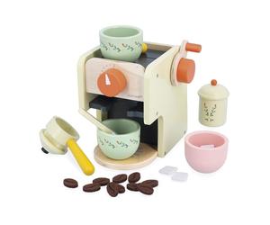 Janod, Mamie Soleil, Machine à Café en Bois, 20 Accessoires, Dès 3 Ans | Machine avec Moulin à Manivelle, Porte-Filtre, Tasses, Sucrier, Cuillère, Grains et Sucres, Pour Faire Comme les Grands