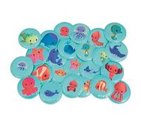 Janod, Mes Bébés Animaux, Mémo de Bain 24 Pièces, Dès 2 Ans | 12 Paires Parent-Bébé, Jeu de Mémoire Flottant, Pièces en Mousse pour la Faïence, Découverte de la Faune Marine