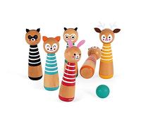 Janod - Mes Premières Quilles Happy Garden - Jeu de Plein Air pour Enfant - 6 Quilles et 2 Boules en Bois - Dès 3 Ans, J03200