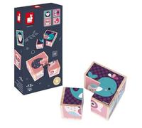 Janod - Mes Premiers Cubes, Bébés Animaux - Puzzle en Bois pour Enfant - Jouet d’Eveil et d’Empilement Premier Âge - Développe la Mémoire - Jouet en Bois - Dès 1 An, J08001