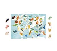 Janod, Minikids, Puzzle Magnétique Bébés Animaux, 40 Magnets, Dès 2 Ans | Tableau à Poser ou à Suspendre, Magnets Faciles à Saisir, Poster des Animaux en 6 Langues, Bois FSC, 42x0,7x29,7 cm