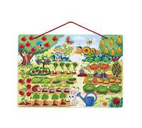 Janod, Mon Jardin Magnétique, Jeu en Bois, 70 Magnets, Dès 3 Ans | Tableau à Poser ou à Suspendre, Fruits et Légumes, Imagination, Poster Éducatif en 6 Langues, Bois