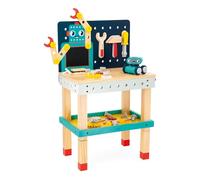 Janod - Mon Premier Jeu de Construction - Grand Établi Robot - Jeu de Bricolage Enfant - 50 Pièces - Hauteur Ajustable - Imitation - 3 Ans + - J06457