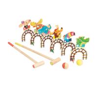 Janod Jeu de croquet Applepop Roller Coaster – 6 portes, 2 maillets, 2 balles – Doré Enfants