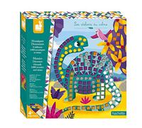 Janod, Mosaïques Dinosaures, Kit Créatif Enfant, Dès 4 Ans | 8 Tableaux, 1400 Pièces en Mousse de 12 Couleurs, Strass, Effets Pailletés ou Mats, 4 Attaches