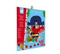 Janod, Mosaïques Pirates, Kit Créatif Enfant, Dès 5 Ans | 3 Tableaux, 660 Pièces en Mousse de 6 Couleurs, Effets Pailletés ou Mats, 3 Attaches, Motricité Fine