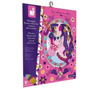 Janod - Mosaïque d'autocollants en mousse - Chevaux et Licornes - Bleu multicolore - Enfant