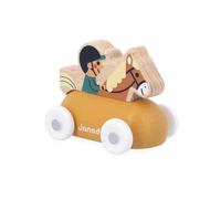 Janod - Mountain Valley - Carrosse en bois - Cavalier Cross Roads - Jouet d'apprentissage précoce - Développe la motricité - Jouet en bois FSC enduit de peinture à l'eau - 12 mois et plus, J05941