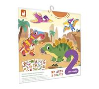 Janod, My Arts & Crafts, 30 Stickers Dinosaures, Dès 2 Ans | 2 Planches Épaisses Repositionnables, Décor Recto-Verso avec 2 Scènes, Imagination et Motricité Fine