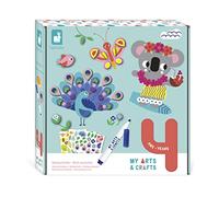 Janod - My Arts & Crafts - 4 Ans - Coffret Créatif Multiactivités - 9 Illustrations - Kit Loisir Créatif Enfant - Apprentissage Motricité Fine et Concentration - J07747