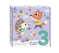 Janod, My Arts & Crafts, Gommettes Géométriques, Dès 3 Ans | 4 Tableaux, 5 Couleurs de Formes en Mousse, Boîte Réutilisable avec 4 Supports, Motricité Fine