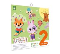 Janod, My Arts & Crafts, Stickers Épais Repositionnables, Dès 18 Mois | 30 Formes en Silicone, 2 Planches, Décor Recto-Verso Ferme et Forêt, Lavables à l'Eau