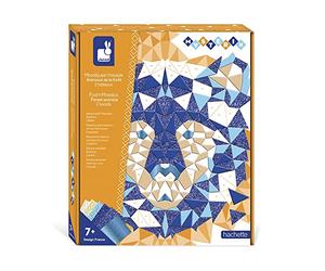 Janod, Mysterix, Mosaïques Animaux de la Forêt, Dès 7 Ans | 2 Tableaux Ours et Loup, 6 Planches en Mousse Autocollante, Effet 3D Triangulaire, Motricité Fine et Patience