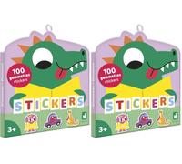 Janod - Pack 100 Gommettes - Pochette Stickers Autocollants Format 5x5cm - Thème Dinos - Dès 3 Ans et + - Loisir Créatif Enfant - Apprentissage Motricité Fine et Concentration - J09189 (Lot de 2)