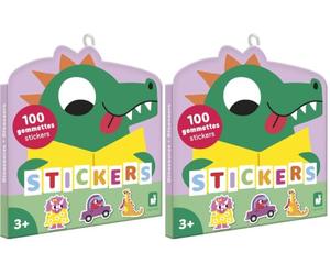 Janod - Pack 100 Gommettes - Pochette Stickers Autocollants Format 5x5cm - Thème Dinos - Dès 3 Ans et + - Loisir Créatif Enfant - Apprentissage Motricité Fine et Concentration - J09189 (Lot de 2)