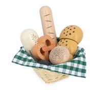 Janod – Panier de boulangerie en bois – Mamie Soleil – 6 accessoires réalistes – Dès 3 ans