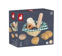 Janod – Panier de boulangerie en bois – Mamie Soleil – 6 accessoires réalistes – Dès 3 ans