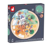 Janod, Pédagogie, Puzzle d'Observation Le Jardin, Dès 4 Ans | 12 Pièces Recto Verso, 20 Cartes et Cache, Saisons et Moments de la Journée, Jeu Cherche et Trouve, Bois et Carton FSC