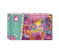 Janod - Peinture 3D - Thème Jungle - Les Ateliers du Calme - Kit Loisir Créatif Enfant - Peinture Or et Rose Fluo pour Enfant - Stimule Motricité Fine et Concentration - Dès 7 ans, J07950