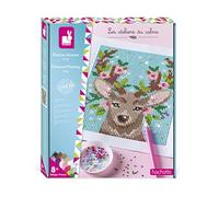 Janod - Peinture Diamant Cerf - Les Ateliers du Calme - Kit Loisir Créatif Enfant - Apprentissage Motricité Fine et Concentration - Dès 8 ans, J07948
